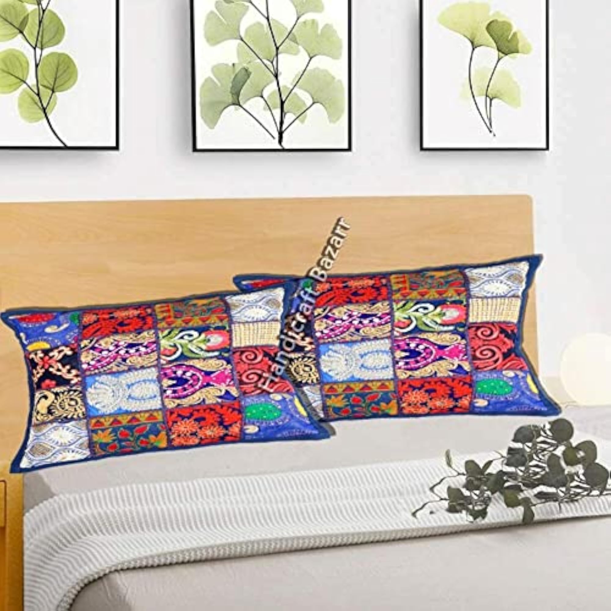 Patchwork Pillow Cover Cotton 16X24 Inch Throw