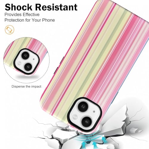 NITITOP for iPhone 15 Case Cute Matte Stripe - Pink Green by NITITOP - Used condition - Image 4