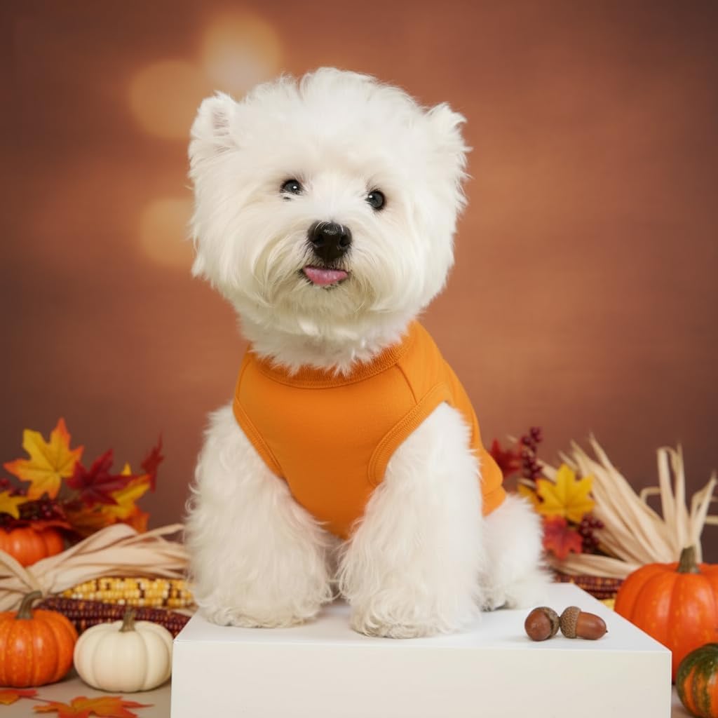 Size S/M....Chol&Vivi Dog Shirt Clothes, 2pcs Shirt for Large Size Dog, Blank Pet Cotton Sleeveless Apparel Soft and Lightweight, Tank Top for All Breeds, Red and Orange