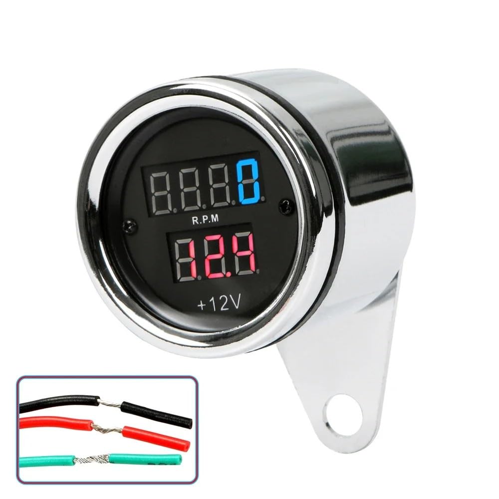 Contachilometri Gruppo Strumenti 1pc Moto LED Contagiri Voltmetro Digitale Contagiri Calibro 12V Moto In Metallo Contachilometri Tachimetro Accessori Universali
