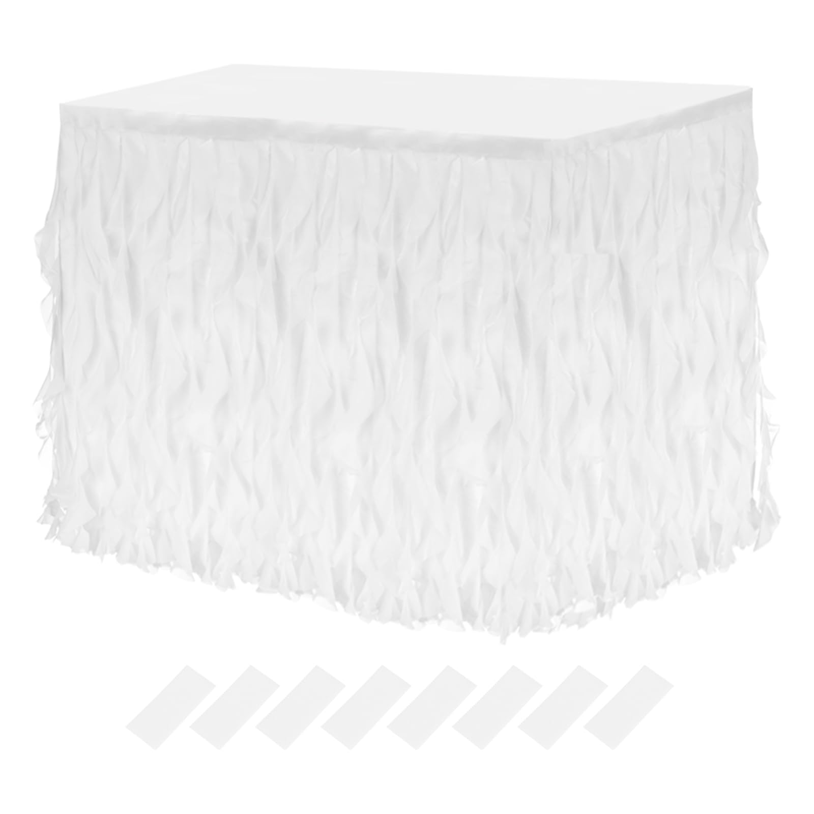 QUARKZMAN 275cm Gonna da Tavolo Tutu Bianco, Gonne Tavolo in Salice Riccio Tulle per Tavoli Rettangolari, Gonna Tavolo a Balze per Feste di Compleanno Matrimonio Rivelazione Genere
