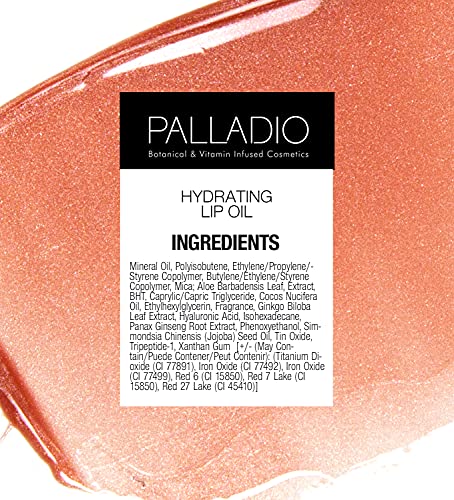 Palladio Hydrating Lip Oil Infused With Hyaluronic Acid, Non-Sticky Formula, Subtle Shine With Tinted Sheer Color, Liquid Lipstick, Locks In Moisture To Prevent Chapped Lips, Vegan & Cruelty-Free | 0.13 Oz. (Fly) #TOP7