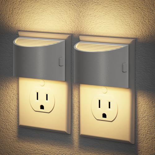 Image of JandCase Night Light, Automatic Night Lights Plug into Wall,2 Pack Dusk to Dawn Sensor Nightlight, 3000K Soft White Brightness Adjustable Nightlight for Kids Bedroom Hallway Kitchen Decor