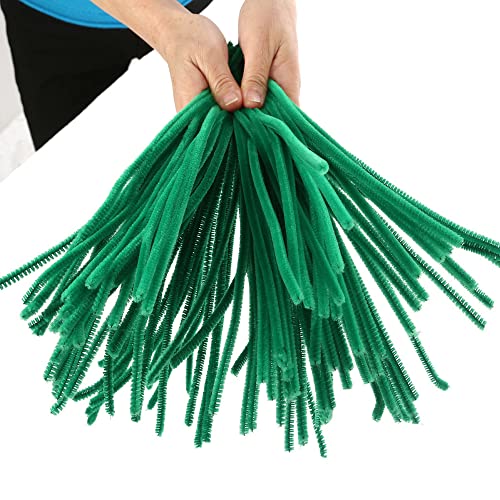 300Pcs Pipe Cleaners Craft Supplies - HOOMBOOM 6 mm x 12 inch Pipe Cleaners Chenille Stems for Craft Kids DIY Art Projects Supplies Green - Thumbnail 4