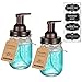 Amolliar Mason Jar Foaming Soap Dispenser, Rustproof Stainless Steel Lid, BPA Free Foam Pump, Waterproof Labels, Rustic Farmhouse Decor Refill Hand Soap Dispenser Bathroom Accessories– Bronze (2 Pack)