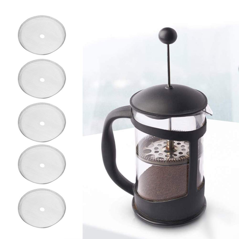 Filtre Cafetière À Piston, filtre de remplacement de presse française, Lot de 5 filtres à mailles réutilisables filtres de rechange en acier inoxydable 80 mesh pour cafetière à piston 350 ml