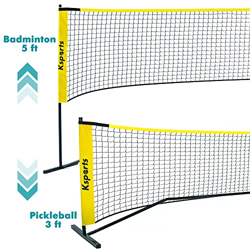 Ksports Regulation Size Pickleball Net 22 Feet Yellow, Can Be Used As Recreation Tennis Or Badminton Net, Comprises Of Pickleball Portable Net, 4 Led Shuttlecocks, Carry Bag And 2 Pickleballs #TOP4