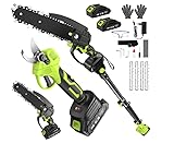 NewBeny Hochentaster Akku & Kettensäge Elektrisch mit 2*3,0-Ah-Batterien, um 180° Verstellbare Motorsäge Akku, 2.4 m Astschere Teleskop für das Beschneiden und Schneiden von Hohen und Niedrigen Ästen