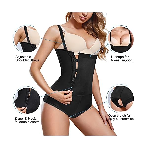 RDSIANE-womens-shapewear-bodysuit-Latex-Waist-Trainer-Full-Body-Shaper-Zipper-Tummy-Control-Corset-Stomach-Body-Girdles RDSIANE Shapewear Bodysuit for Women Latex Waist Trainer Full Body Shaper Zipper Tummy Control Corset Stomach Body Slimming Girdles (Black, Medium)