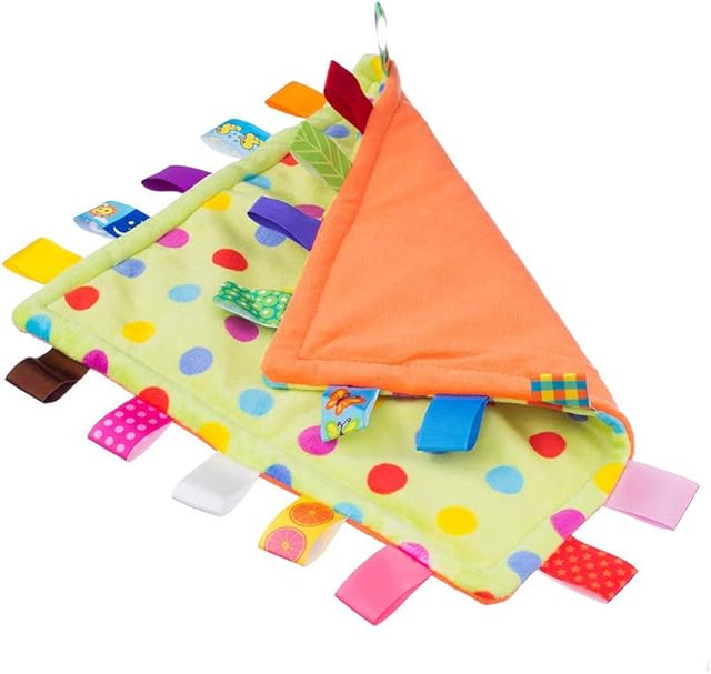 Eyand NO Crinkle Sound Tag Blanket Baby Comfort Blanket Cute Soft Kids Teething Toy Newborn Gift Birthday Present (Green Dot)