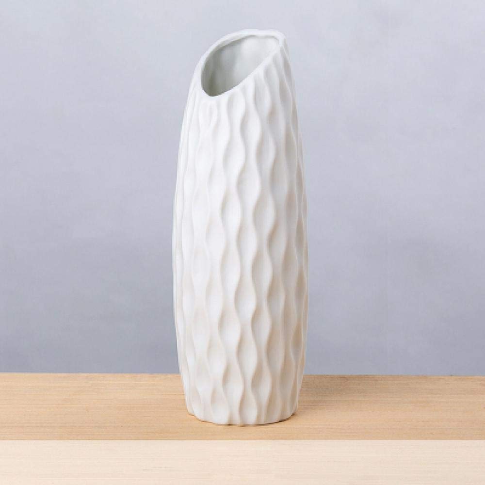 Classic White Ceramic Vase Chinese Arts and Crafts Decorative Contracted Porcelain Vase Creative Gift Wedding Decoration Vase (D 23.5x7cm)