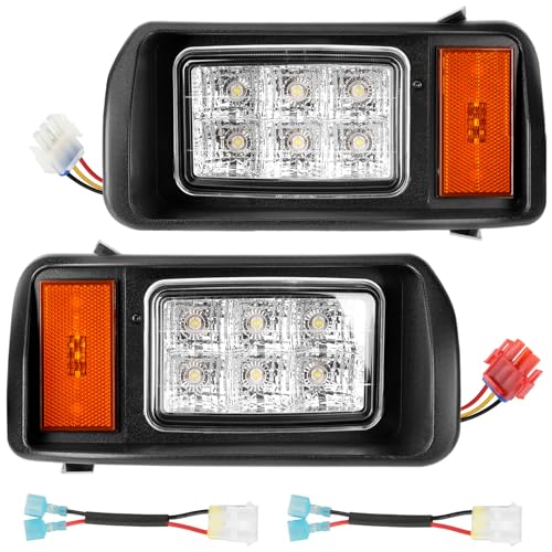 CLUBRALLY Club Car DS LED Headlight Kit with Adapter Wire Golf Cart Factory Style LED Headlight for 1993-Up 12 Volt Club Car DS OEM#101988002 101988001