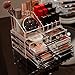 Cq acrylic Clear Make Up Organizer Countertop,Small 4 Drawers Cosmetic Storage,Cute Vanity Skincare Organizers for Jewelry,Lipstick,Makeup Brush,Beauty Product Desk and Bathroom Organizers and Storage