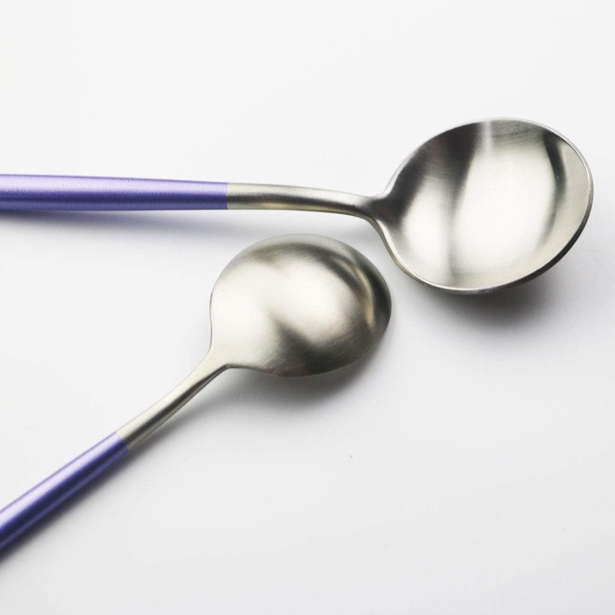 18/10 Silverware Set Stainless Steel Purple Flatware Set Utensil Set 20-piece Cutlery Set BEST Birthday Wedding Gift. Dishwasher Safe(Purple silver matte finished)