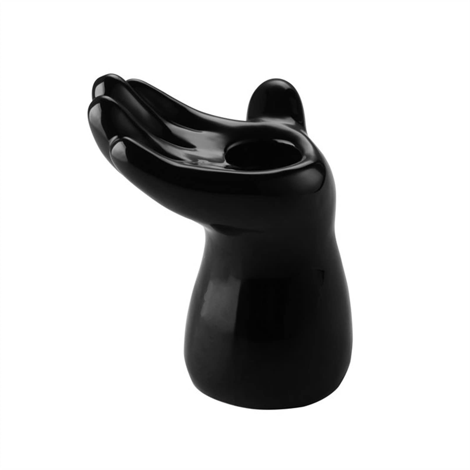 Candelabra Creative Ceramic Incense Candlestick Desktop Decoration Handicrafts Fashion Ornaments Candle Holder Decorate(Black)