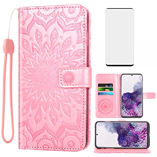 Asuwish Phone Case for Samsung Galaxy S20 5G 6.2 inch Wallet with Tempered Glass Screen Protector and Sunflower Leather Slim Flip Cover Card Holder Stand Cell Accessories S 20 20S UW S2O G5 Rose Gold by Asuwish - Used condition - US$9.44