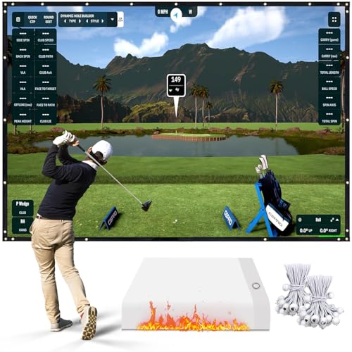 Fireproof Golf Simulator Impact Screen for Training – Professional 3D Air Mesh Golf Impact Screen, Ultra Clear Golf Simulators Screen for Home Golf Practice with Grommet Holes, 8 Size Options