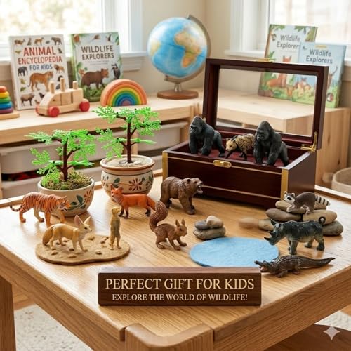 Image of Realistic Wild Jungle Animals Toys for Kids 3+| 13PCs Attractive Forest Zoo Animal Toy Action Figurine Playset for Boys and Girls Birthday Gift for Children Best Decoration & Educational Items