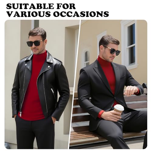 Image of Men's Turtleneck Casual Basic High Neck Long Sleeve T Shirts Half Neck Lightweight Pullover Sweater