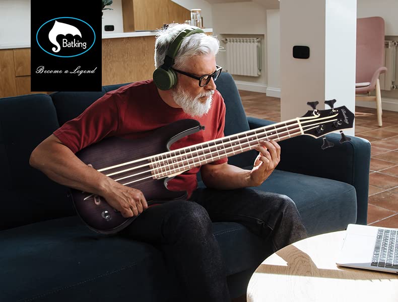 Ukulele bass fretted 4 String Ukelele, Electric Uku bass with Gig bag(Black)