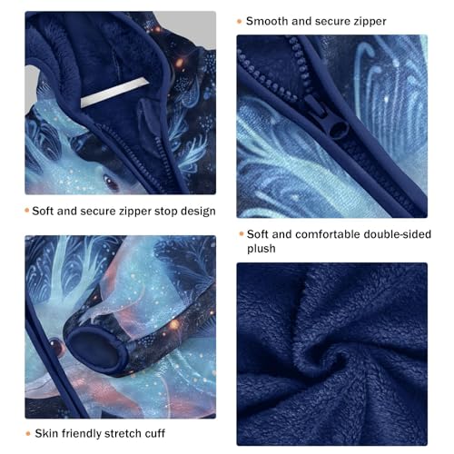 Magical Creatures in Night Toddler Fleece Jacket Girl Boys Hooded Fleece Jacket Coat Warm Outwear Zip-up 3-10T3