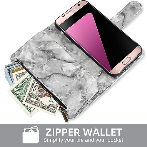 Asuwish S7-EDGE-DLSDK-US-CASE Phone Case For Samsung Galaxy S7 Edge Wallet Cell Cover With Tempered Glass Screen Protector And Marble Leather Flip Credit Card Holder Slot Stand S7Edge S 7 Gs7 7S 7Edge Women Men Grey thumb #4