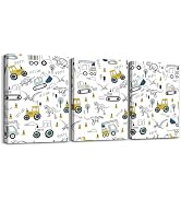 Construction Canvas Wall Art 3 Piece 12" x 16" Excavator Tractor Office Wall Decorations Artwork ...
