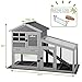 Gutinneen Rabbit House Indoor Outdoor Rabbit Hutch with Ventilation Door,Wooden Bunny cage with No LeakageTray, Removable Bottom Wire Mesh & PVC Layer,Chicken Coop UV Panel