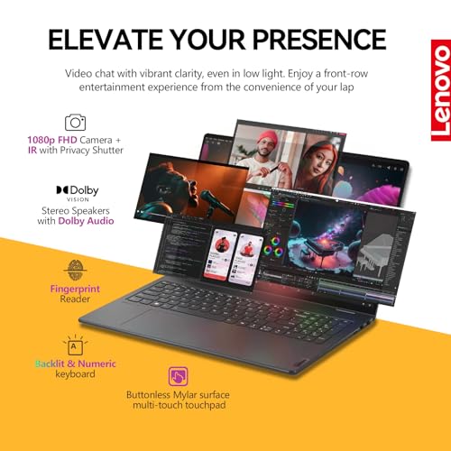 Image of Lenovo Yoga 7i 2 in 1 Laptop Touchscreen, 16 inch FHD+ 360 Foldable Touch Screen Convertible, Intel Core Ultra 7, Windows 11 Laptop PC, Backlit 10-Key, Fingerprint (16GB DDR5 RAM| 512GB SSD)