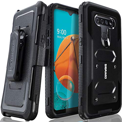 COVRWARE for LG K51 / LG Q51 / LG Reflect Case [Built-in Screen Protector] Holster Belt Swivel Clip Kickstand Heavy Duty Full Body Armor Shockproof Protective Case [Aegis Series] - Black
