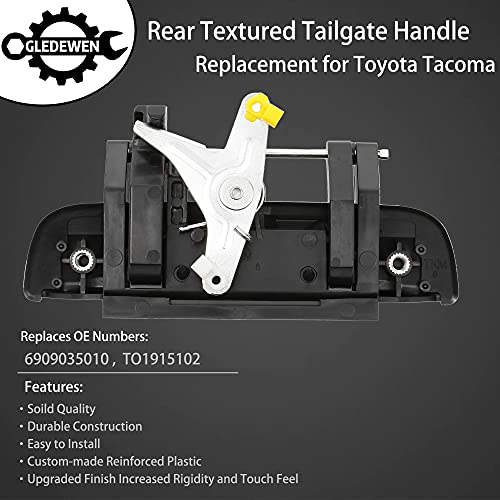 Tailgate Door Handle, Exterior Rear Textured, Compatible With 1995 1996 1997 1998 1999 2000 2001 2002 2003 2004 Toyota Tacoma Pickup Replace# 6909035010 To1915102 Tail Gate Outside Liftgate Lock Latch #TOP2