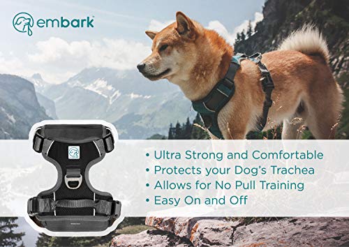 Embark Adventure Dog Harness, Easy On and Off with Front and Back Leash Attachment Points & Control Handle - No Pull Training, Size Adjustable and No Choke (Extra Large - Black)