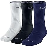 Nike Unisex Dri-Fit Half-Cushion Crew 3-Pair Pack Midnight Navy/(White)/White/(Flint Grey)/Black/(Flint Grey) Socks LG (Men's Shoe 8-12, Women's Shoe 10-13)