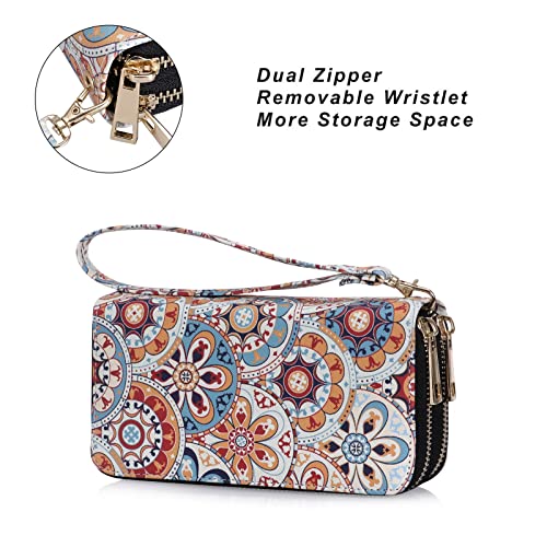 Image of Cellphone Wallet for Women Dual Zipper Long Purse with Removable Wristlet