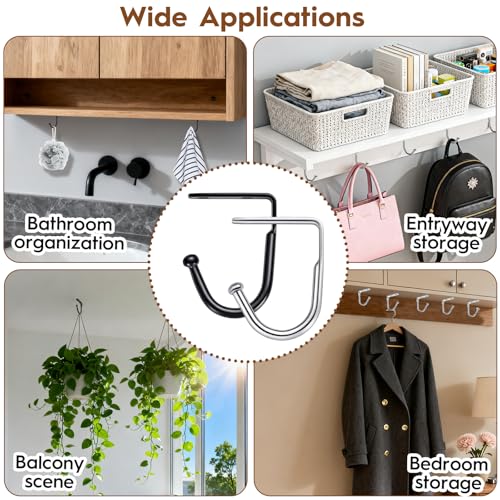 16 Pcs Mug Hooks, Iron Cup Hooks Under Shelf, Metal Holder Under Cabinet with 32 x M4 Screws, Black & White Wall Mounted Cupboard Hook for Organising Kitchen Utensils, Bathroom, Coffee Cups, Coats - Image 6
