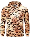 Funny World Tiger Sweatshirt Hoodie Long Sleeve Graphic Animal Skin Shirt Men Outdoor Sports, Tiger Print, Medium