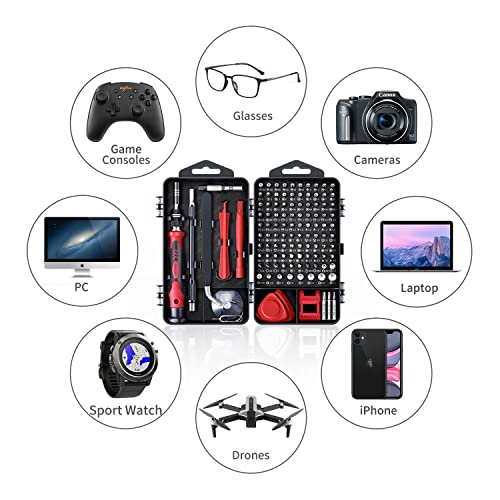 Image of Precision Screwdriver Set, SHOWPIN 122 in 1 Computer Screwdriver Kit, Laptop Screwdriver Sets with 101 Magnetic Drill Bits, Electronics Tool Kit Compatible for Computer, Tablet, PC, iPhone, PS4 Repair