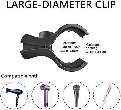 Hands Free Hair Dryer Holder Stand 360 Degree Rotating Sturdy Metal Base Strong Clamp Adjustable Flexible Blow Dryer Stand