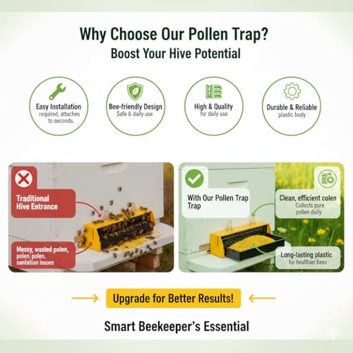 Image of ANP BEE Honey Bee Pollen Trap for Beehive, Pollen Collector with Removable Drawer, Beekeeping Equipment for Easy Pollen Harvesting, Bee Hive Pollen Trap Tool for Apiary Use (Pack of 2)