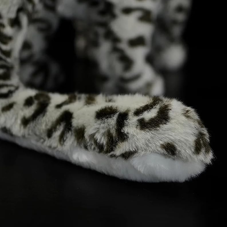 Simulazione In piedi Grande leopardo delle nevi Peluche Giocattolo realistico Morbido Animali selvatici Leopardi bianchi Giocattolo di peluche Regali per bambini 50 cm Leopardo delle nevi