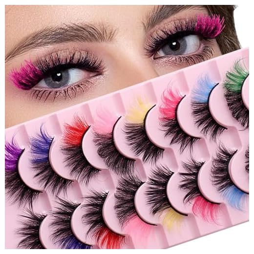 Fake Eyelashes, Colored Lashes Mink Eyelash With Color on End, 8 Pairs Fluffy Long Thick Colorful False Lash, 3d D Curl Salon Extensions Strip, Full Curly Eyelash Cat Fox Eye Lashes Pack