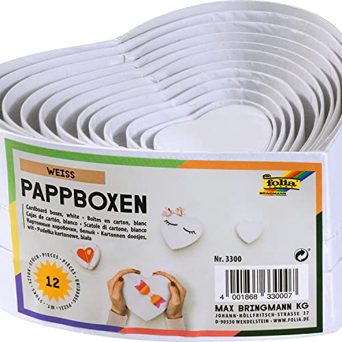 Folia 3300 - Scatole Regalo In Cartone, Varie Dimensioni, Confezione Da 12, Colore: Bianco
