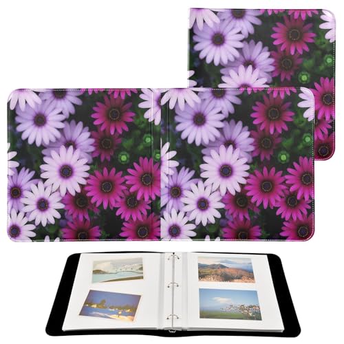 Álbum de Fotos Scrapbook Adhesivo DIY con Cubierta de Cuero PU Violeta con Flores Silvestres, Encuadernación de 3 Anillos, 40 Páginas, Tamaño 8x10 para Memorias miniatura 2