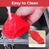 FINENUT Mini Silicone Oven Mitts 4PCS(2 Pairs) Non-Toxic Heatproof Cooking Gloves for Grill/Pizza Stone/Air Fryer,Lightweight Non-Slip Compact for Camping/Baking,Dishwasher Safe(Red and Blue) - Image 4