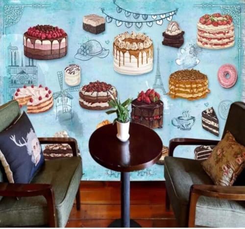 Papier Peint Cupcakes 3D pour une Salle à Manger Esprit Salon de Thé - 2
