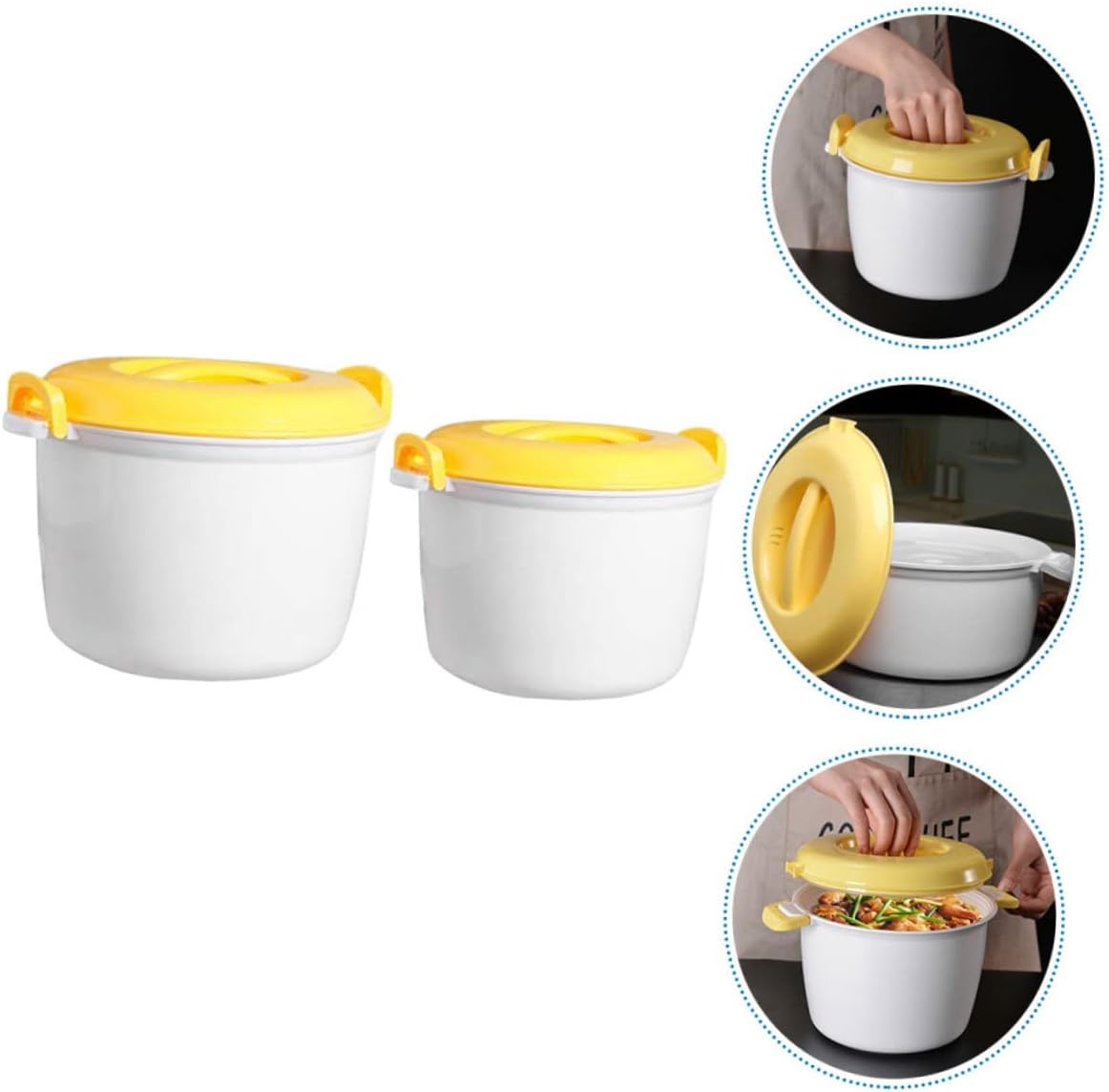 Ciieeo 2Pcs Microwave Rice Cooker Set Multi-Function Plastic Rice Steamer for Microwave Lunch Box Suitable for Cooking and Keeping Food Warm