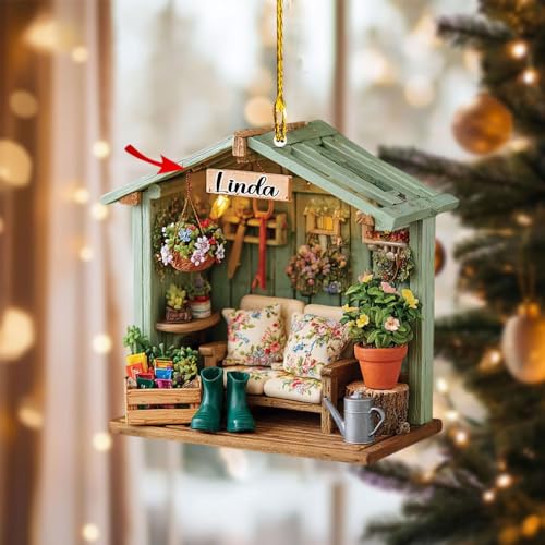 Image of Custom Flower Shop Ornament, Personalized Glass Greenhouse Christmas Decoration, Blooming Floral Boutique Keepsake for Home Decor, Elegant Holiday Tree Ornament, Gift for Garden Lovers 2025.11