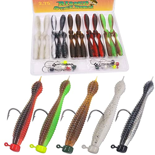 Xfishman-Ned-Rig-Jig-Heads-Baits-Kit-Finesse-Worms-For-Small-Mouth-Bass-Fishing Stick Baits Floating Soft Plastic Fishing Lures Kit #TOP5