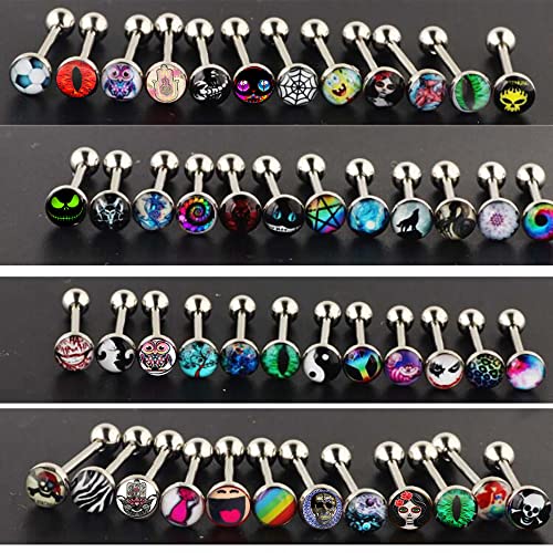 Suotarn Stainless Steel Fancy Words Tongue Ring Logo Barbell Bars 14 Gauge Tongue Piercing Lot 5/8"… #TOP1