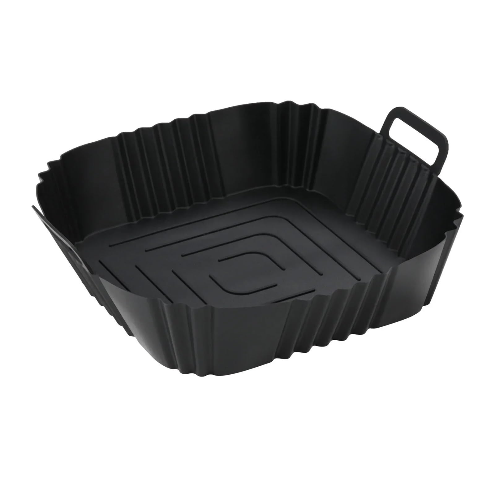 1 pieza de silicona 16 cm, compatible con freidora aire, horno, bandeja for hornear pizza, pollo frito, cesta, forro reutilizable, accesorio(Black)
